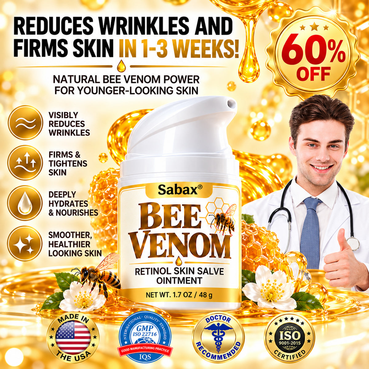 [Official Brand Store]🐝Sabax® Bee Venom Retinol Skin Salve Ointment